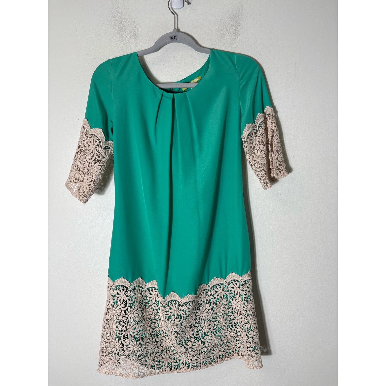 Gianni Bini Green Lace Half Sleeve Knee Length Sz Xs